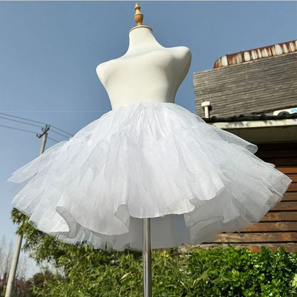 Boneless Design Lolita Petticoat 30/35/40/45cm Soft Mesh Crinoline Underskirt Ruffled White Color Tutu Puffy Skirt Maid Dress image 3