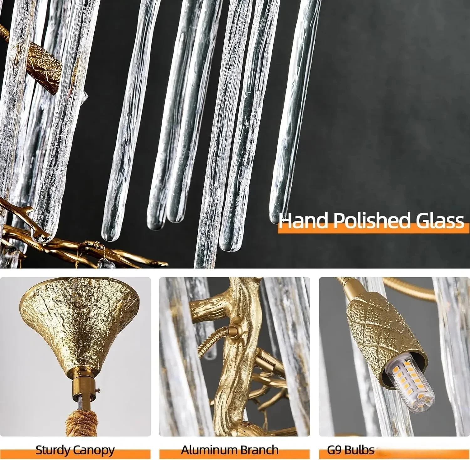 Crystal Branch Ceiling Chandelier For Staircase Loft Luxury Gold High Ceiling Stairway Crystal Chandelier