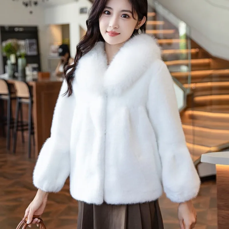 المرأة فو الفراء رشاقته معاطف المتضخم أفخم اصطف 2025 الخريف الشتاء الصلبة معاطف السترة للطقس البارد معاطف القمم
