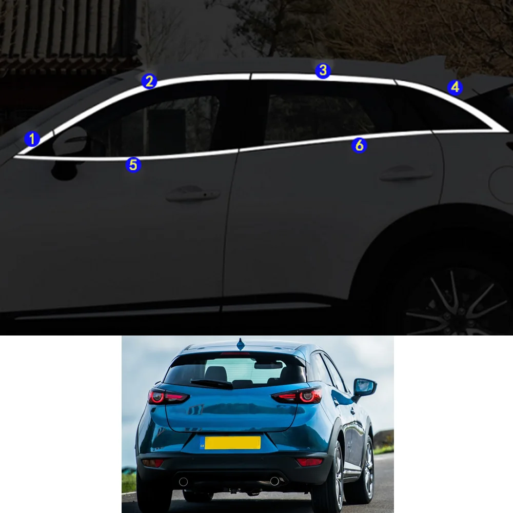 

For Mazda CX-3 CX3 2017 2018 2019 2020 2021 Car Sticker Garnish Pillar Window Middle Strip Trim Frame Hoods