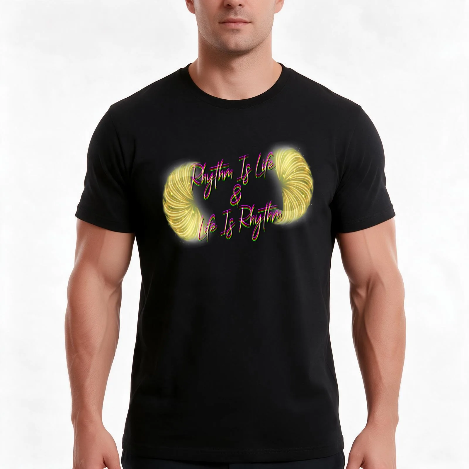 Rhythm is Life & Life is Rhythm T-Shirt, Summer Casual Cotton Tee, Oversized Streetwear Tops, Vintage Graphic Print, 100% Cotton