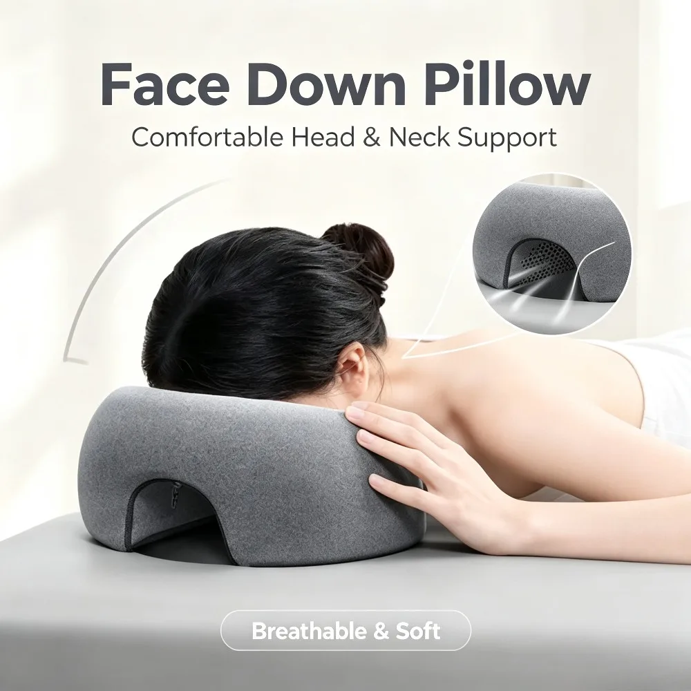 Face Down Pillow Memory Foam Prone Rest Pillow Ergonomic Headrest Massage Table Cushion for Beauty Salon Spa Home Use