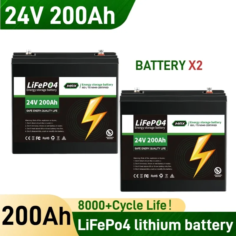 

24v Lifepo4 battery 200Ah Battery Pack With Grade A Cells✅ For Trolling Motor RV Camping Solar System Golf Cart Home Ener