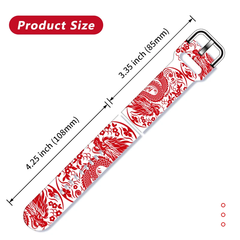 20mm Dragon Year Printed Strap for Samsung Galaxy Watch 7/6/5 40/44mm Band Replaceable Bracelet 22mm for Xiaomi Amazfit Watchban