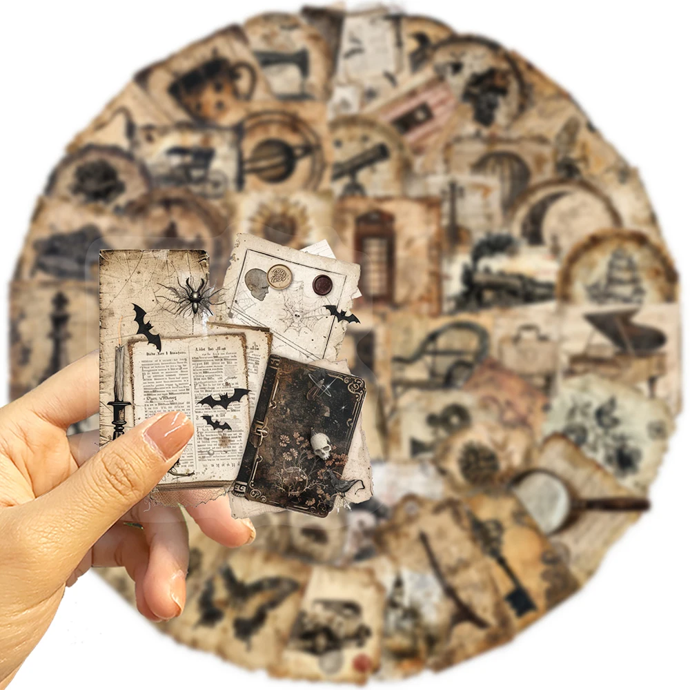 10/30/50pcs Cool Vintage Labels Decoration Stickers Manuscript Graffiti Decals for Stationery Laptop Phone Retro PET Sticker Toy