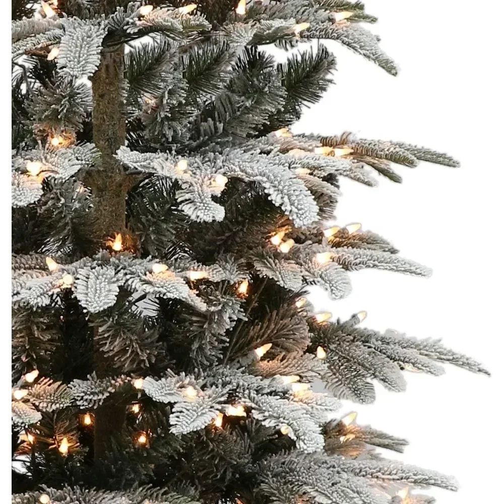 Kerstboom Voorverlichte 6.5 Gevlokte Espspar Kunstmatig Gevlokte Espspar Met 500 Lichtjes Groen 54 "Dx 54" W X 78 "H Kerstbomen