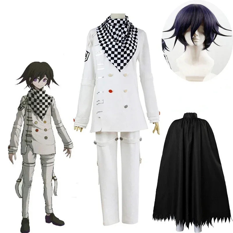 Anime Danganronpa V3 Ouma Kokichi Cosplay Costume Japanese School Uniforms Suits Outfits Halloween Carnival Costumes Wigs