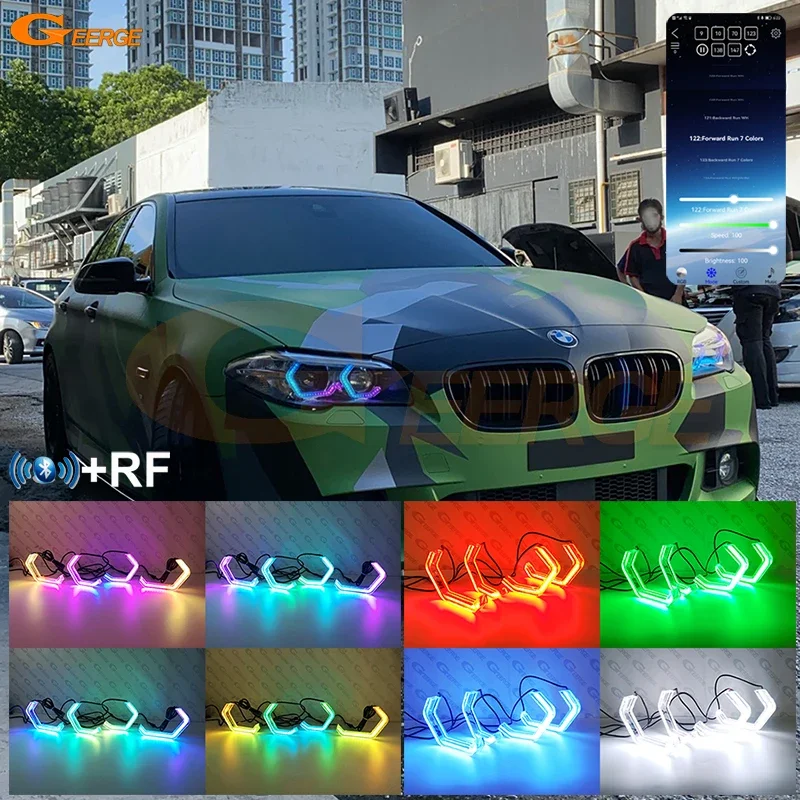 For BMW 5 Series F10 F11 F18 M5 Ultra Bright DRL Concept M4 Iconic Style Dynamic Multi Color RGB LED Angel Eyes Kit Halo Rings