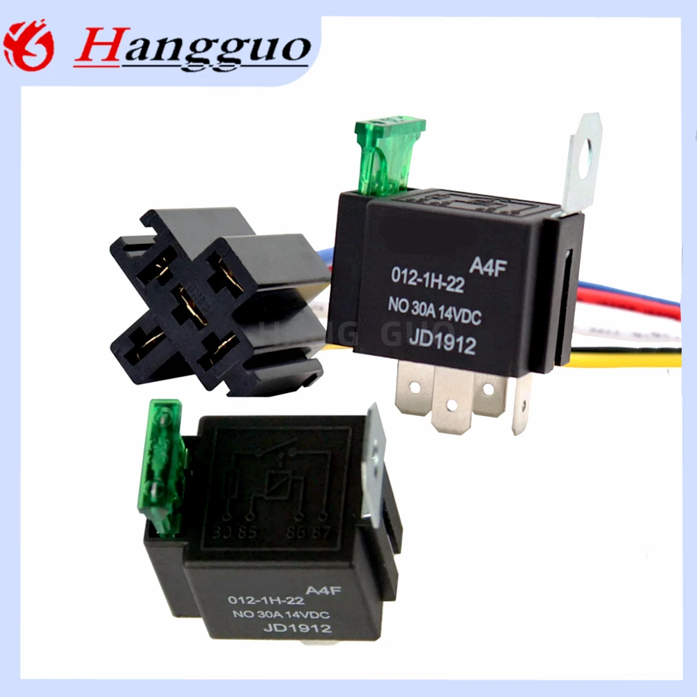 1PCS Original JD1912 JD1914 30A 12V 24V 4pin 5Pin Car Relay With socket For modifying headlight air conditioning Relay