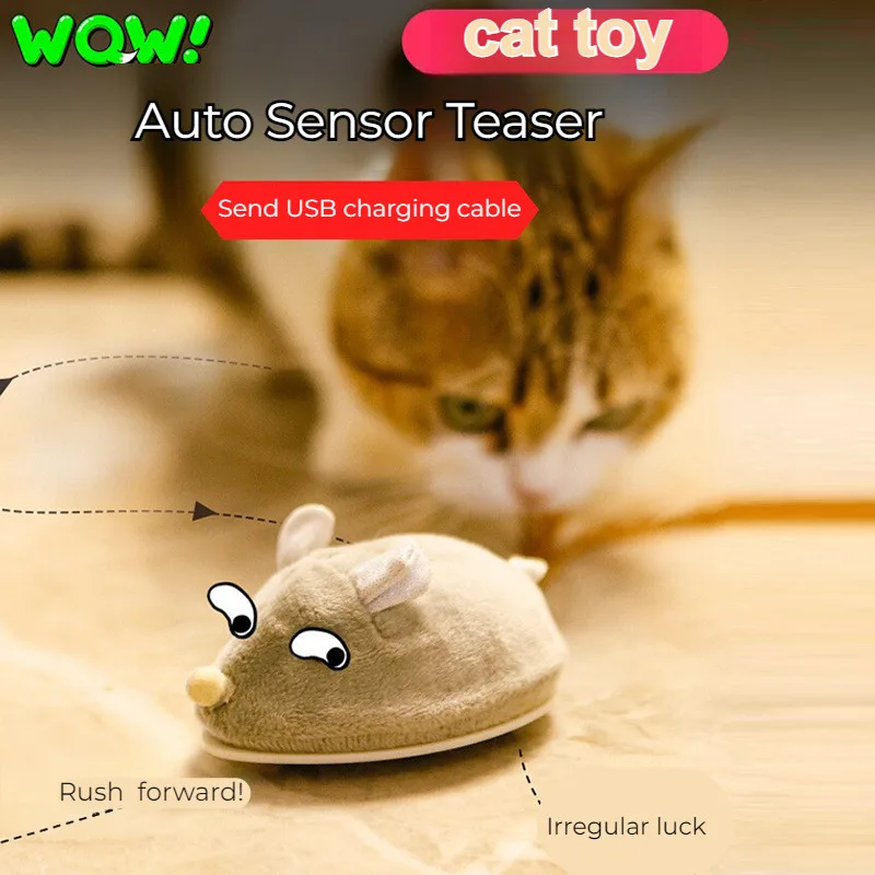 Smart Electric Mouse Toy Usb Rechargeable SelfHelp Cat Toys  Wireless Electronic Rat Plush RC Mouse Toy Automatic Toys Rat