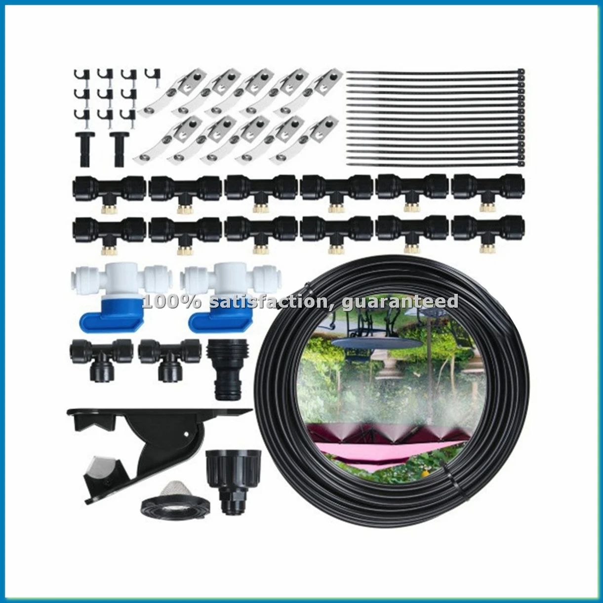 

Система охлаждения туманом для улицы, система туманообразования для патио, 49 футов (15 м) туманообразующая линия с 12 латунными форсунками, водные распылители - A33R