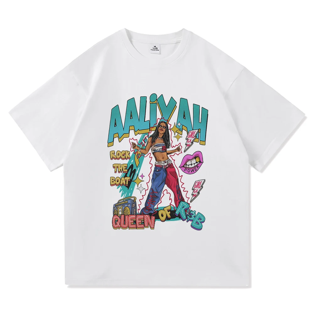 Aaliyah T Shirt Fashion Men Clothing Harajuku Unisex High Quality Cotton Tops Manga Funny Graphic T Shirts for Fans Gifts