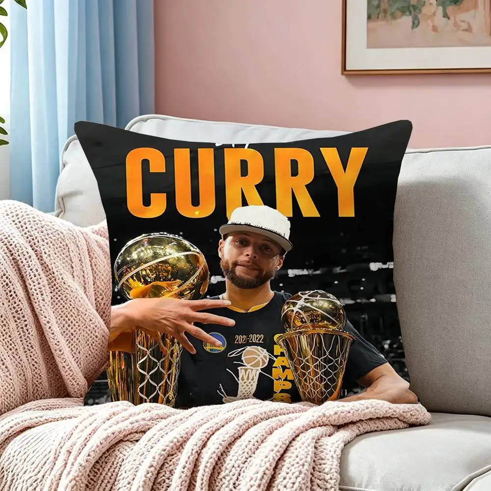S-Stephen Curry Basketball Superstar Square Double-Sided printed Pillow Case Bedroom Bedside Pillow Sofa Cushion Cover