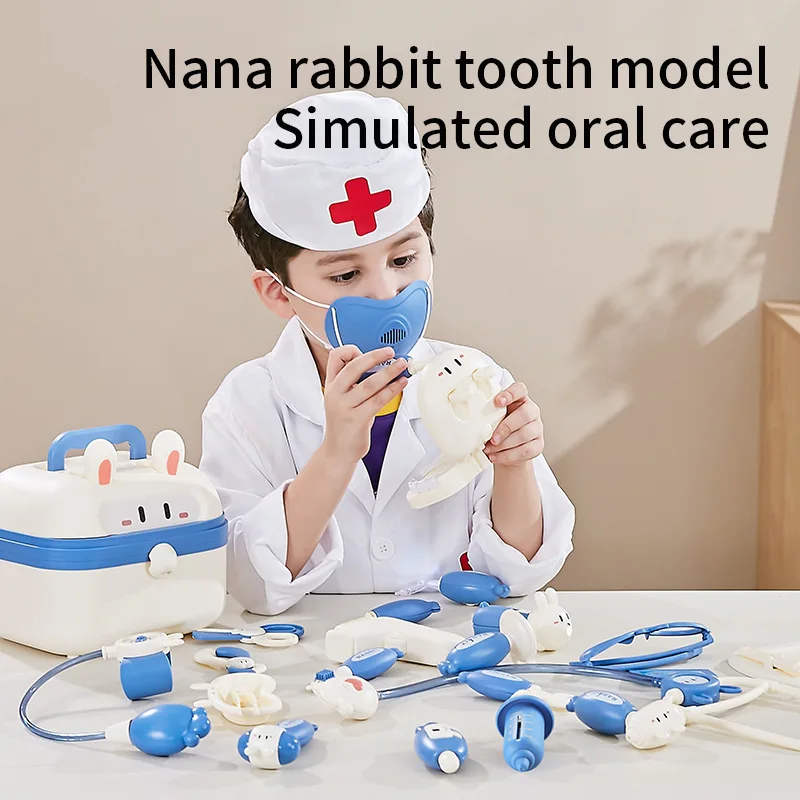 Nana Rabbit-equipo médico y conjunto familiar para niños, estetoscopio de inyección de enfermera, juego interactivo para interiores, regalo de juguete para bebés