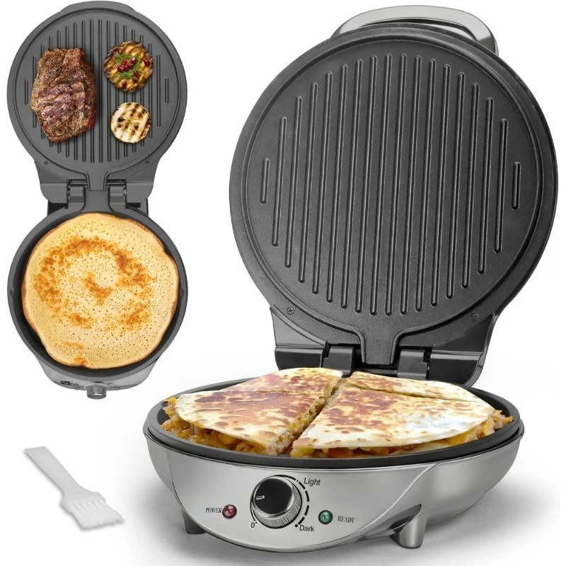 

Electric Nonstick Griddle 10 Inch Indoor Grill Smokeless Quesadilla Maker Pancake Pan Multi Functional Kitchen Cooking