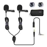 COMICA CVM-D02 Dual Lavalier Lapel Microphone Clip-on interview mic for iPhone Android Smartphone for Sony Canon Nikon Cameras