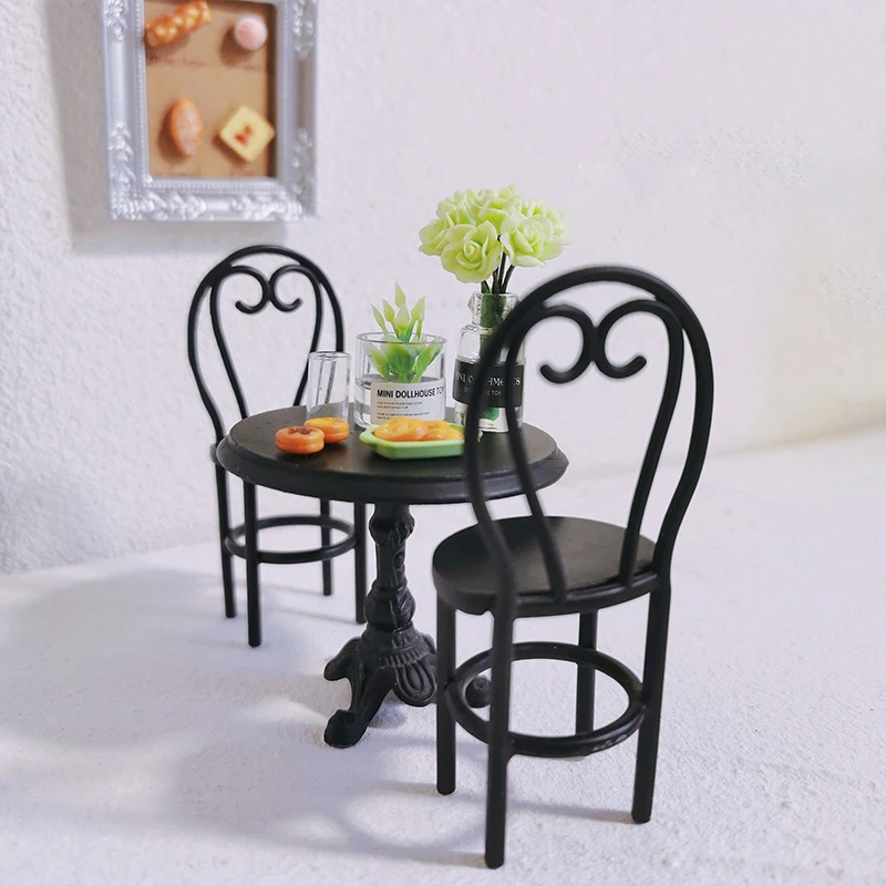 Miniature Furniture Scene Model Doll House Accessories Mini Lounge Dining Table And Chair Set