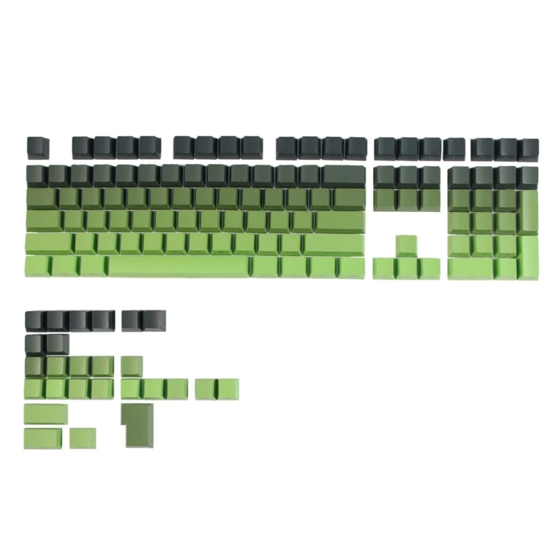 133 Key PBT Backlit Keycaps Gradients Green Keycaps Set Keycaps Double Shot OEM Profile Keycaps for Mechanical Keyboard