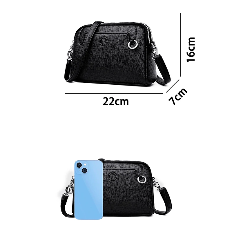 Women's Synthetic Leather Messenger Bag with Detachable Strap Multi Layer Compartments Chic Crossbody Purse for School Travel
