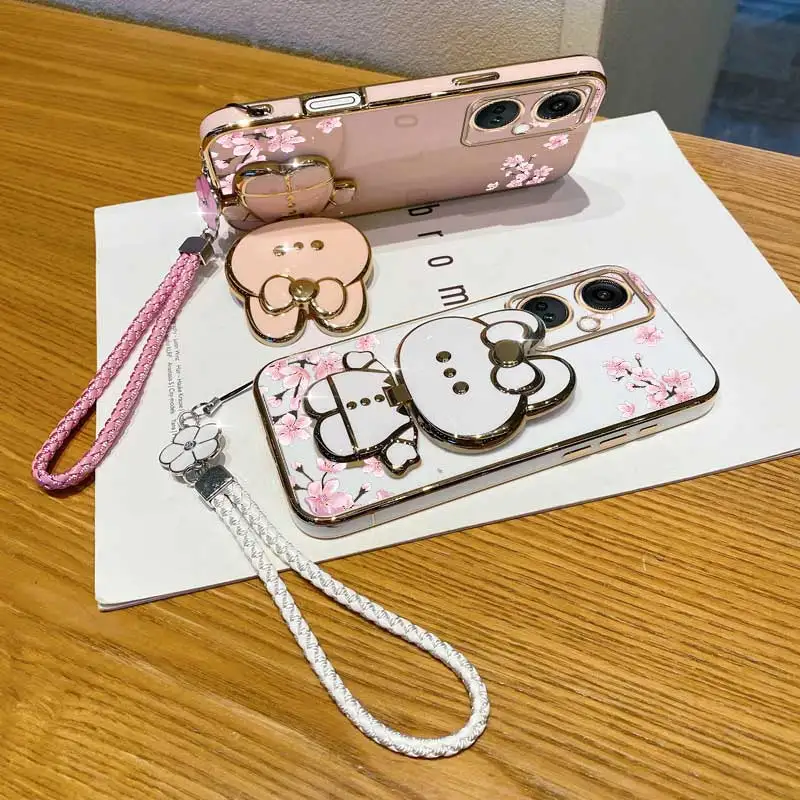 محظوظ البرسيم حزام الحبل الوردي زهرة حامل هاتف الحال بالنسبة Oneplus 9 9r 8T 10 Ace 11 11R 12 Pro Ace 2b 2 3 3 فولت حامل غطاء