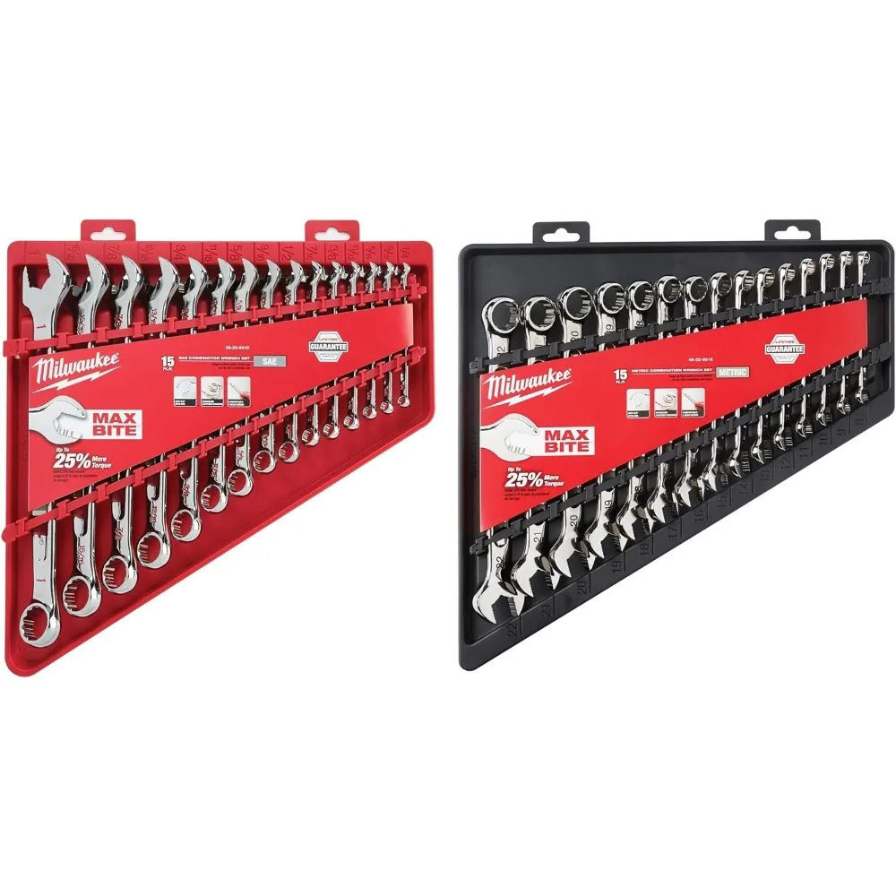 

Набор наборов комбинированных ключей — 2 предмета — метрические (8–22 мм), SAE (1/4–1 дюйма), 48–2–9415 48–2–9515