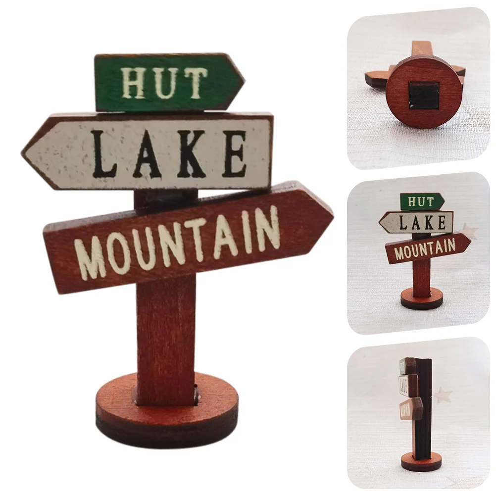 Wooden Road Sign Guide Boards Micro Landscape Props Garden Adornments Scene Decorations Ornaments Signs