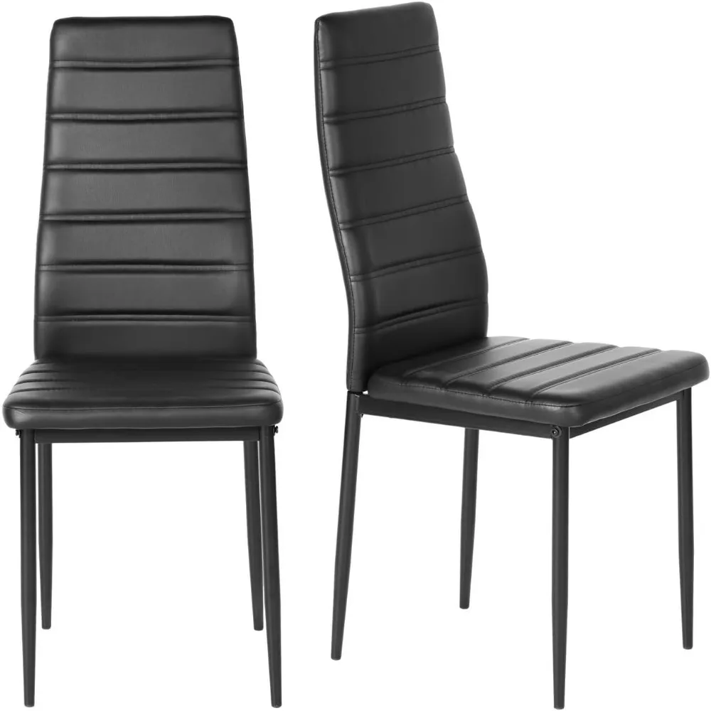 

Dining Chairs PU Leather Set of 2, Armless High Back Upholstered Chairs with Metal Frame, Ergonomic Padded Seat for Kitchen