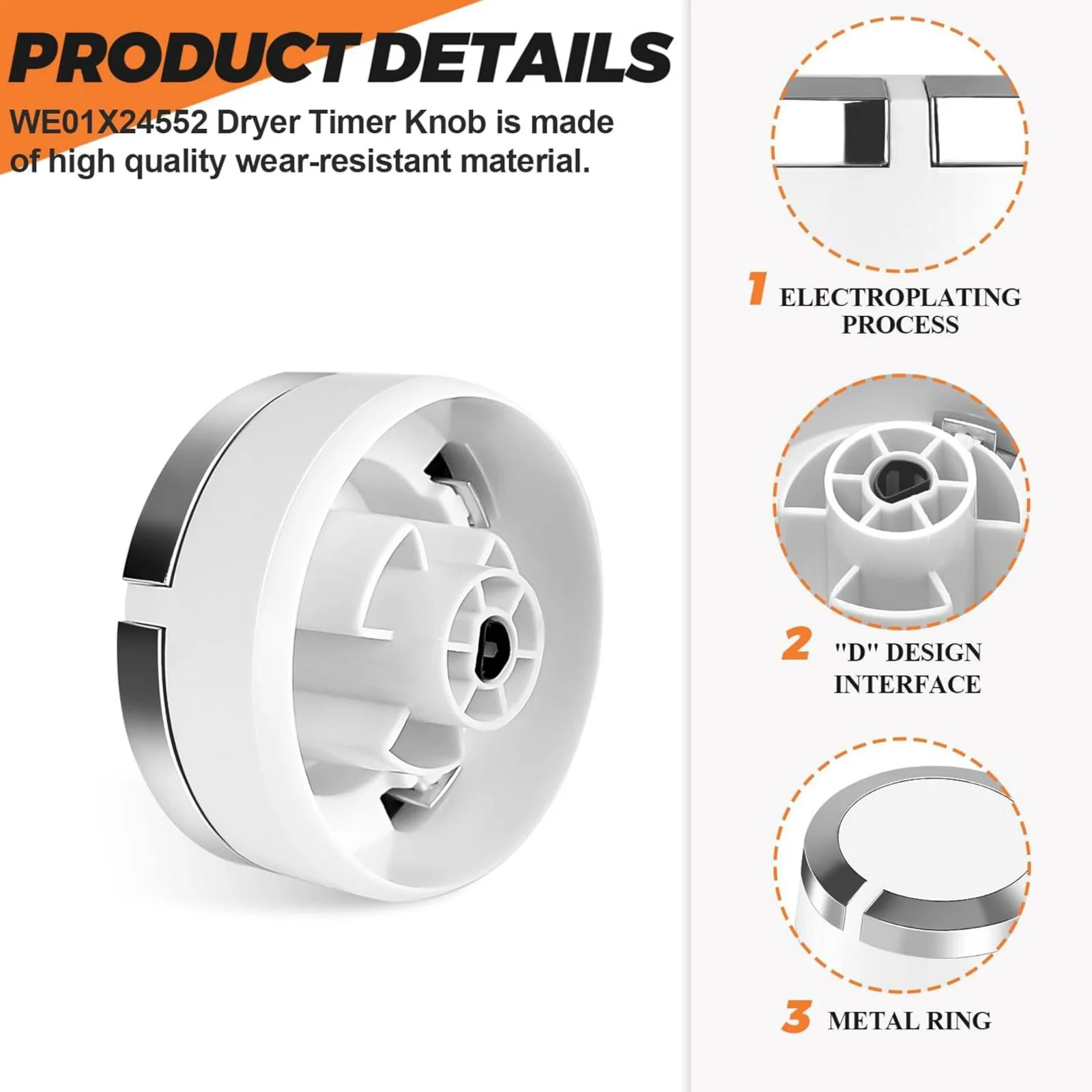 1PC WE01X24552 Dryer Timer Control Knob for GE General Electric Dryer Replaces AP6026722 4396547 PS11736611 Dryer Accessory