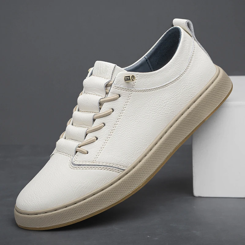 Men's Genuine Cow Leather Slip On Casual Shoes Non-Slip Loafers Breathable Lightweight All-Match Low Top Walking Footwear Daily