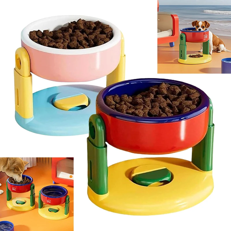 

【Гора】 Подвижная миска на присоске для домашних животных, 3-уровневая регулировка высоты, защита шейного отдела позвоночника, нескользящие приподнятые миски для корма для собак и кошек