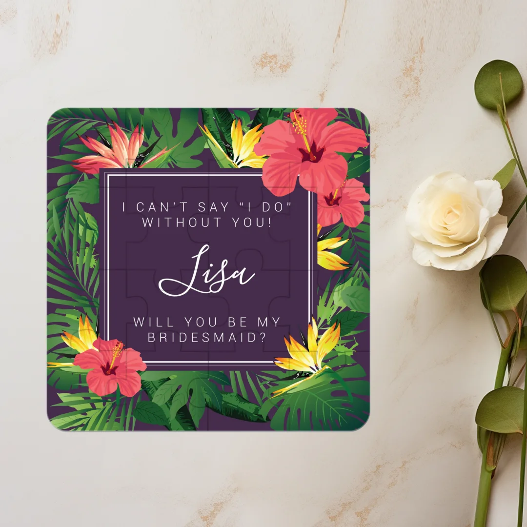 16*16 سنتيمتر بانوراما شخصية ، ألغاز زهرة مخصصة ، اقتراح وصيفة الشرف الشاطئ ، نباتات استوائية ، 3*5 = 15 قطعة فكرة هدية الزفاف #4