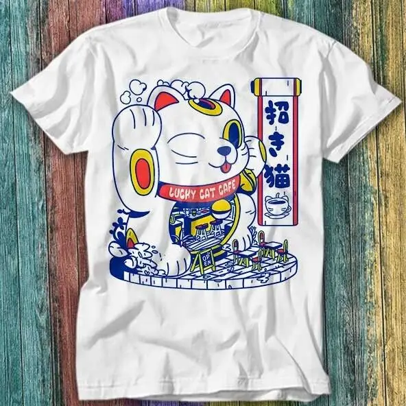 Maneki Neko Lucky Cat Fortune Reading  Happin Wealth T Shirt Top Tee 264