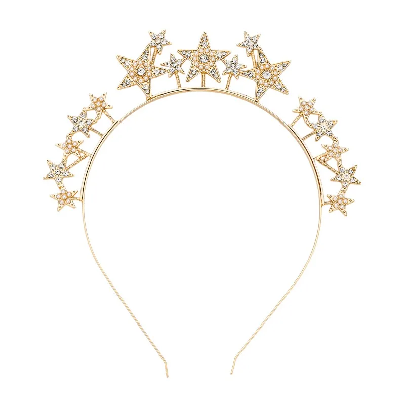 Star Diamond Tiara Headband,All Seasons,Sparkling Star Design,Luxurious Elegant,Perfect for Glam Looks,Statement Accessory