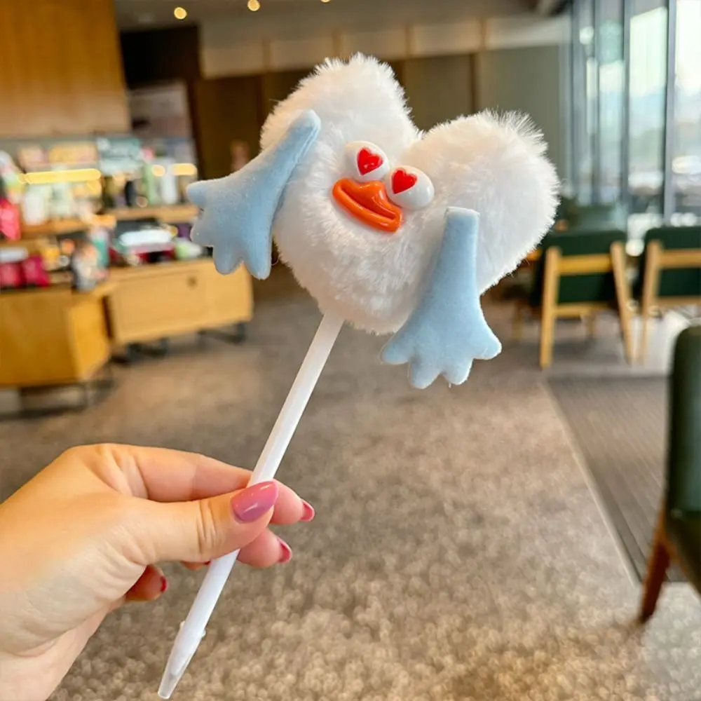 Ugly Braided Doll Children's Plush Pen Sausage Mouth Handwriting Plush Gradient Ballpoint Pen Writing Signing Iridescence
