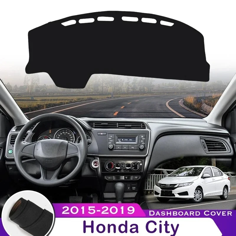 

Защитный коврик для приборной панели Honda City 2015-2019 GM6, предотвращающий бликование, из кожи и велюра, 2016