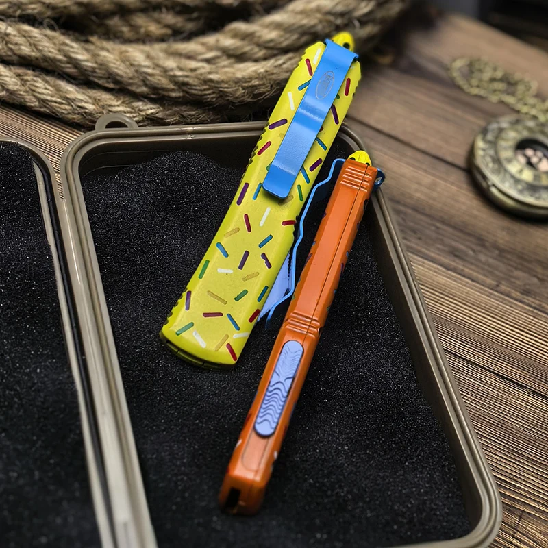 

Складной нож Micro UT85 Series OTF Dessert Warrior Donut из стали TECH D2, инструменты EDC, карманные ножи, рукоять из цинкового алюминия с ЧПУ