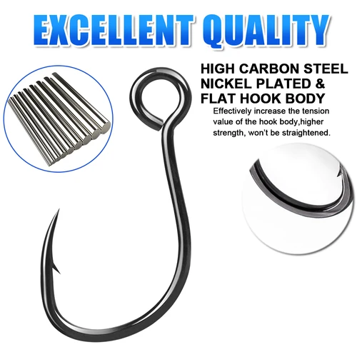 Imagen 2 del producto FishTrip-anzuelos individuales en línea, anzuelos Siwash de ojos grandes, Señuelos de pesca de agua salada, anzuelos de repuesto, punta de aguja afilada, ojo anillado