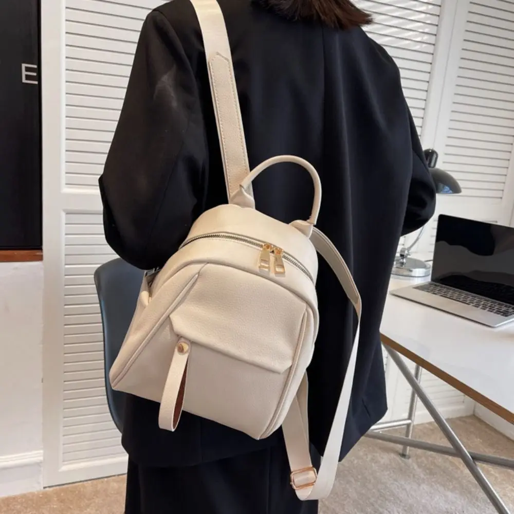 Elegante grande capacidade mochila feminina multifuncional à prova dwaterproof água bolsa casual simples macio couro do plutônio mochila de viagem