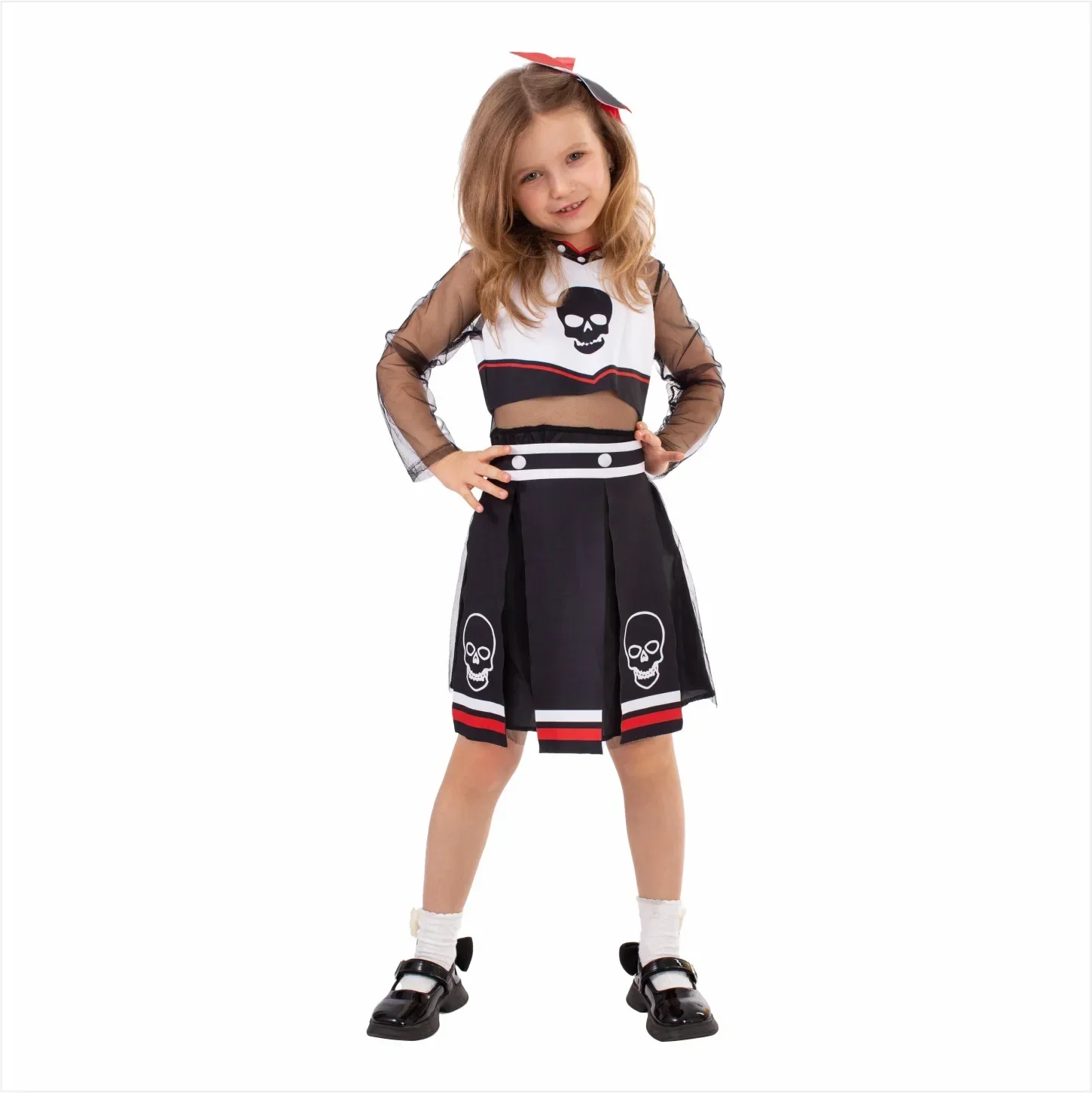 Kids Fear Squad Cheerleading Team School Party Stage Show Performance Role Play Outfit Children Girls Halloween Cosplay Costumes