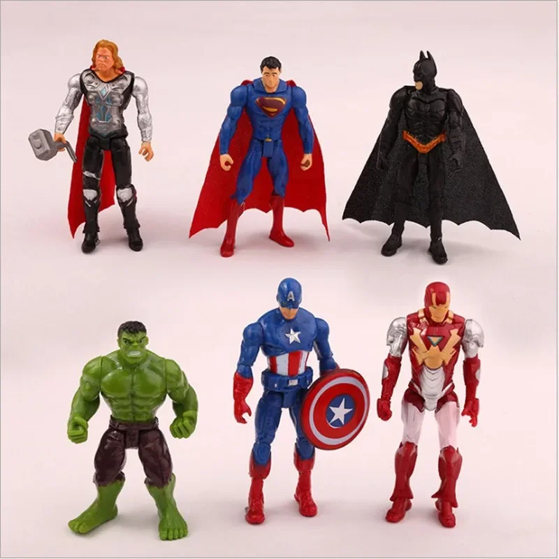 6Pcs/Set Marvel Avengers Figurine Hulk Iron Man Captain America Thor Action Figures PVC Model Toy Decoration Kids Gift