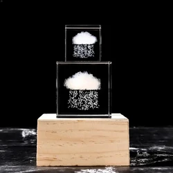 Transparent Crystal Cube Raining Cloud Creative Figurine Crystal Cube Crafts Ornament Couple Birthday Gift OfficeRoom Decoration