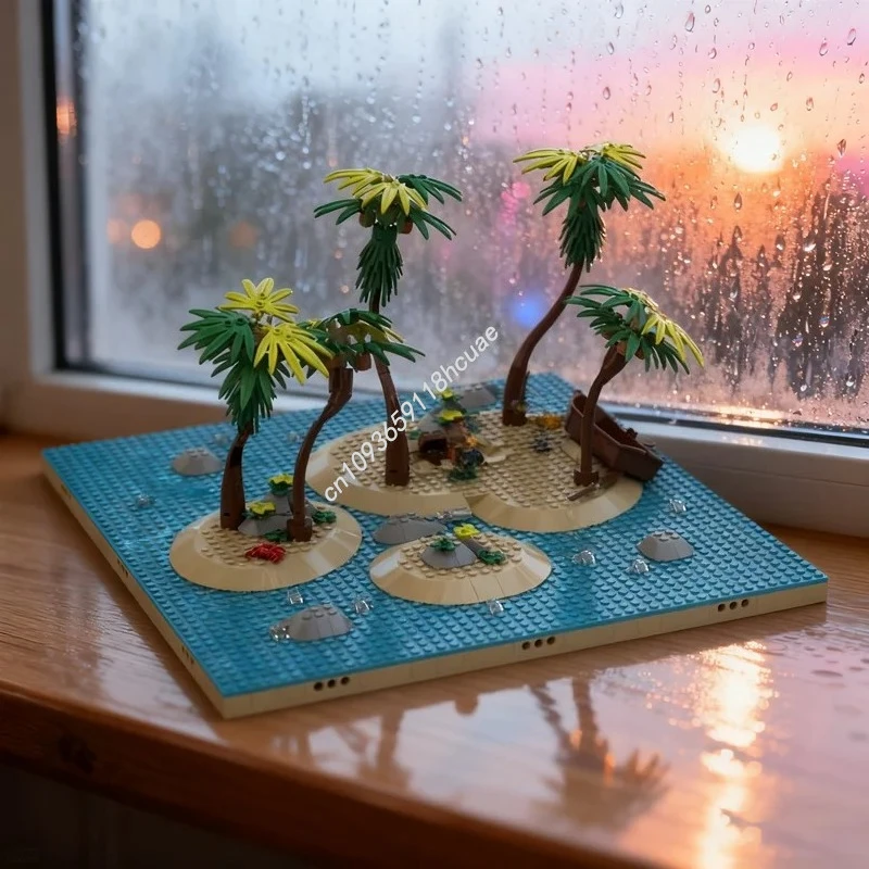 

522 шт. MOC Пираты Диорама Остров пустыни Пиратная модель Строительные игрушки Блоки Сборка Рождественские подарки DIY Идея Кирпич День рождения