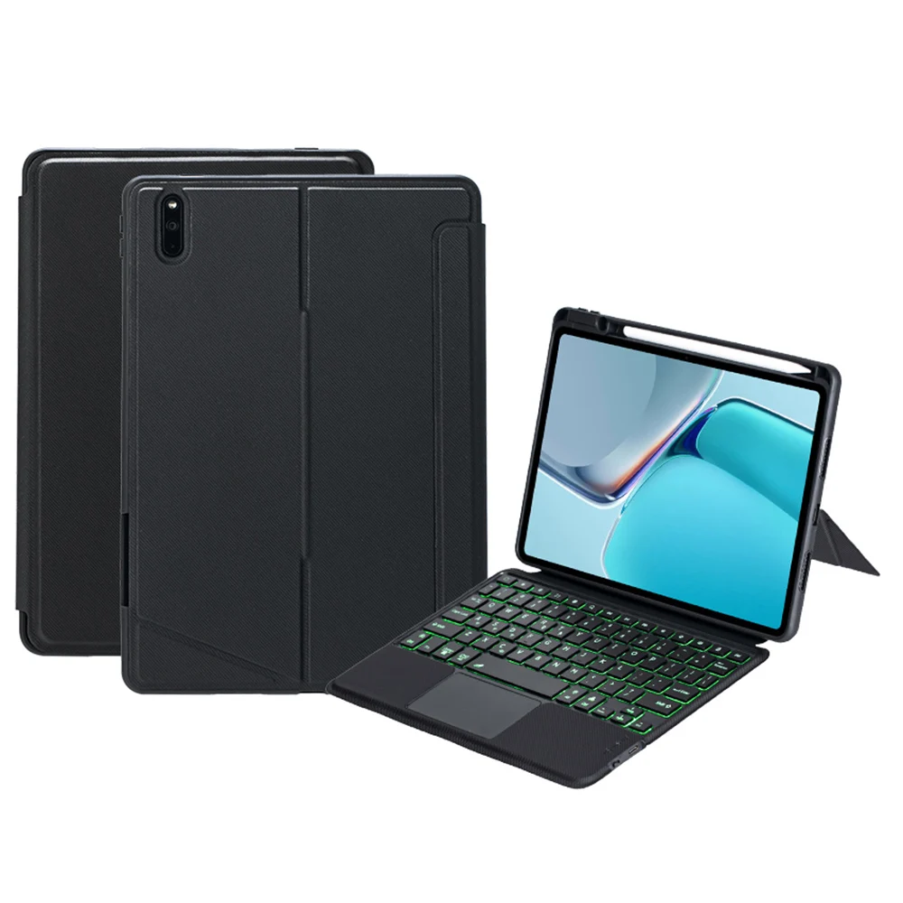 

THW11-AS For Huawei MatePad 11 (2021) Leather Stand Cover + Backlit Touchpad Bluetooth-compatible Keyboard