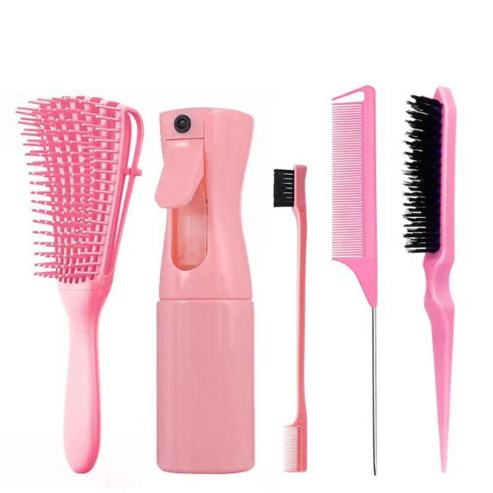 5 Pcs New Plastic Hair Styling Tools Set Spray Bottle Unisex Hair Styling Comb Set Hair Tools Tip Tail Comb Teasing Hair Brush