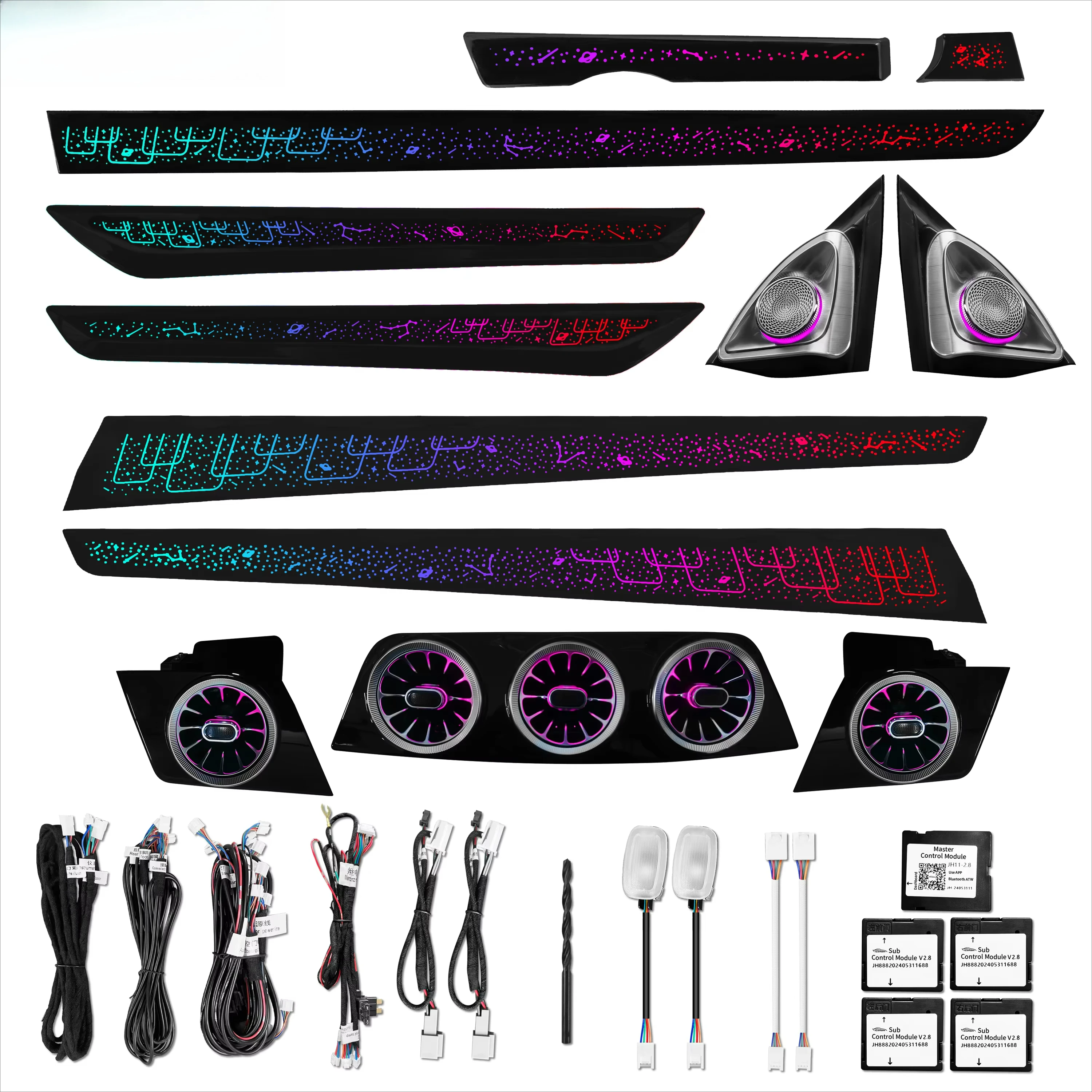 64-Color OEM Interior Ambient Light Upgrade Kit for Mercedes E-Class C207 Coupe/A207 Cabriolet W207 trend trim replacement