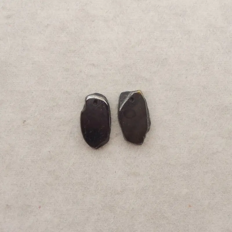 2PCS Handcrafted Polished Black Tourmaline Pendants Irregular Shaped Natural Gemstone for Protective Artisanal Jewelry