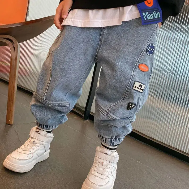 3 5 8 10 12Y Boys Jeans 2023 New Spring and Autumn Teenage Boys Korean Fashion Outwear Trousers Children\'s Leggings Casual Pants