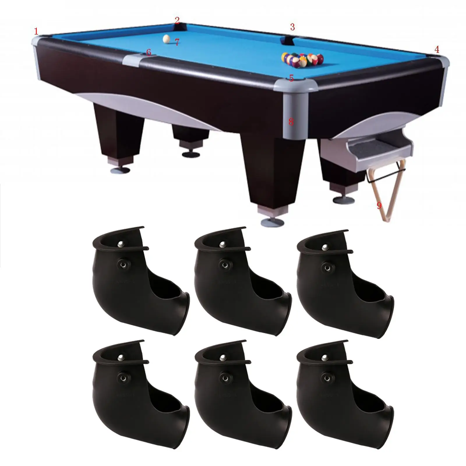 

6 Pieces Premium Billiard Baskets Pool Table Pocket Replacement Rubber
