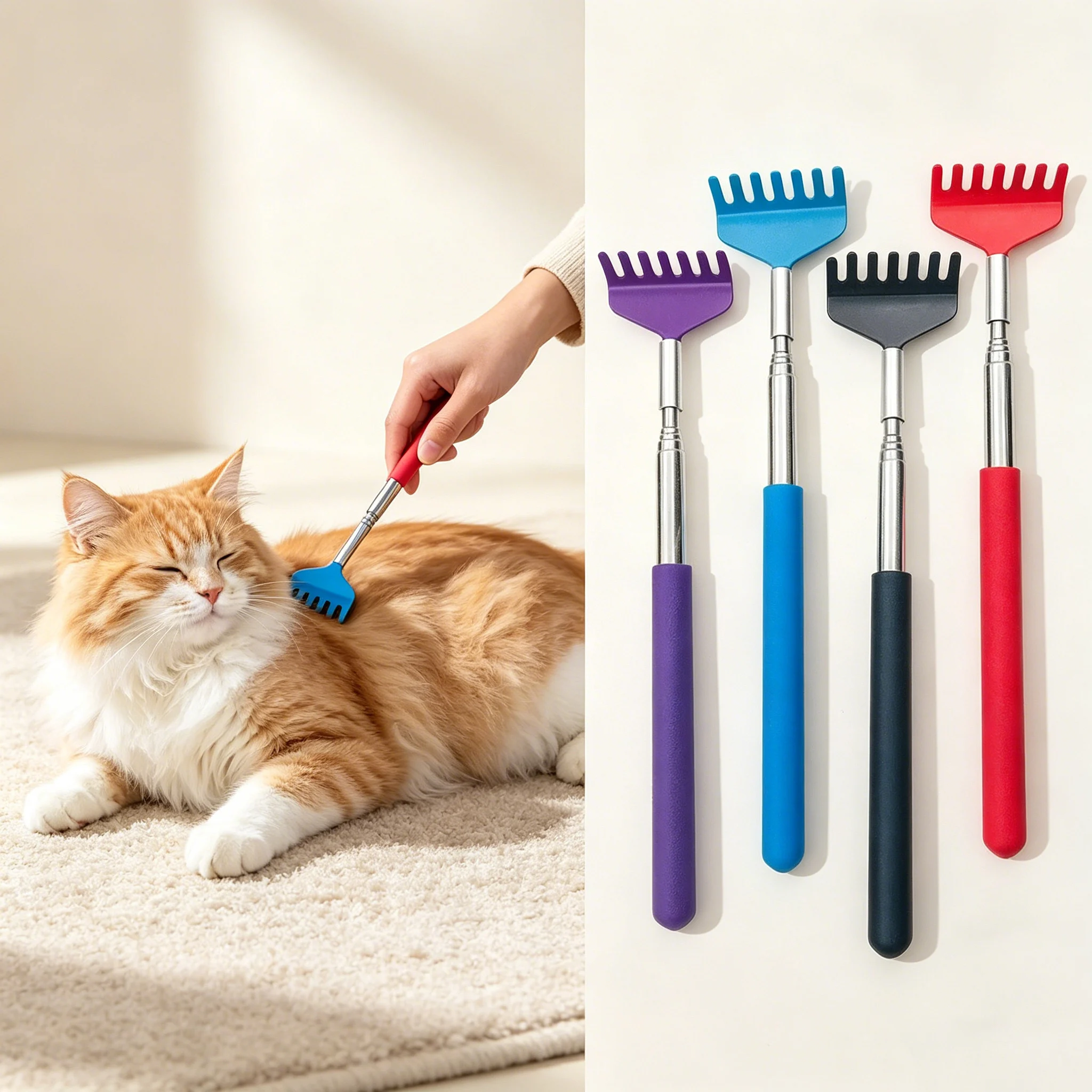 Extendable Cat Back Scratcher Massager Interactive Cat Back Scratcher Toy Suitable for Cats Kittens and Small Pets