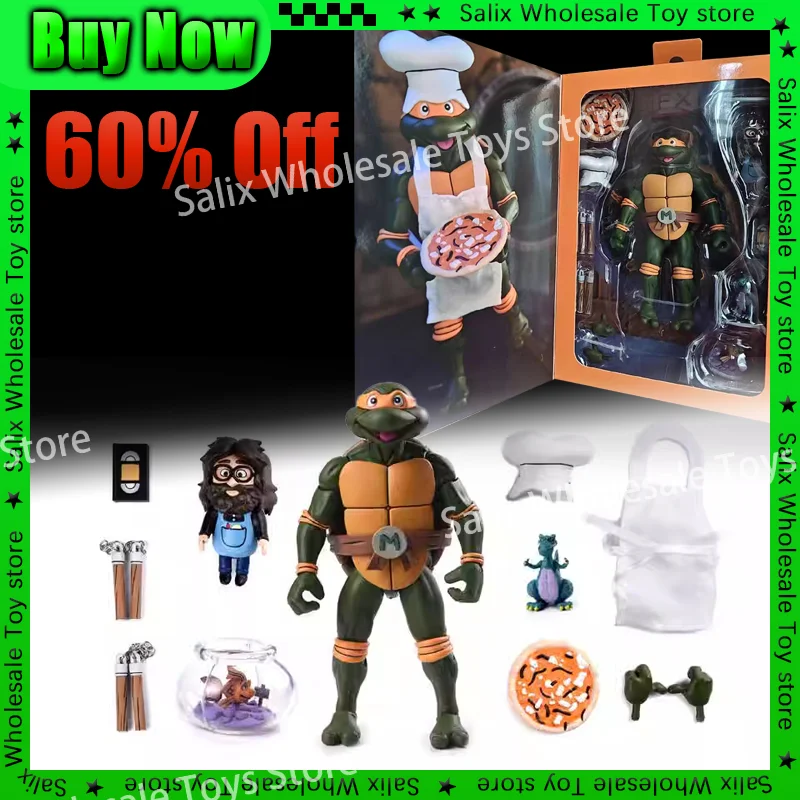 In Stock New NECA Leonardo Leads Turtles Figures Pizza Club Turtles Anime Action Figure Model Figurine Toys custom